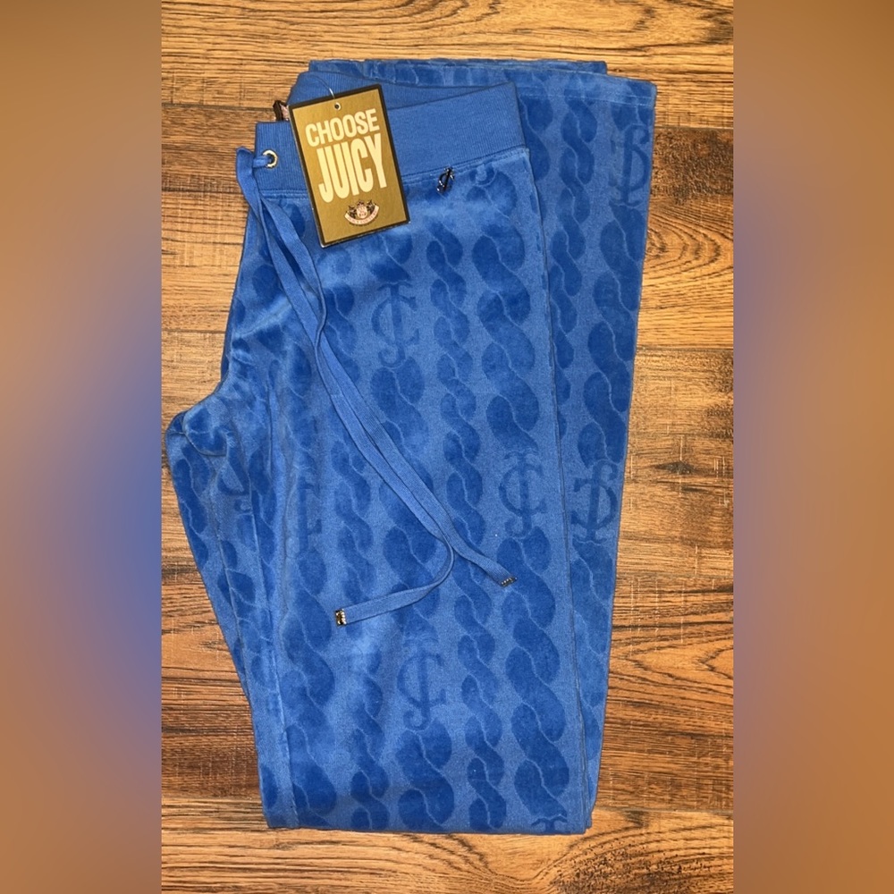 NWT Juicy Couture, Jacquard Velour, Blue Size Small